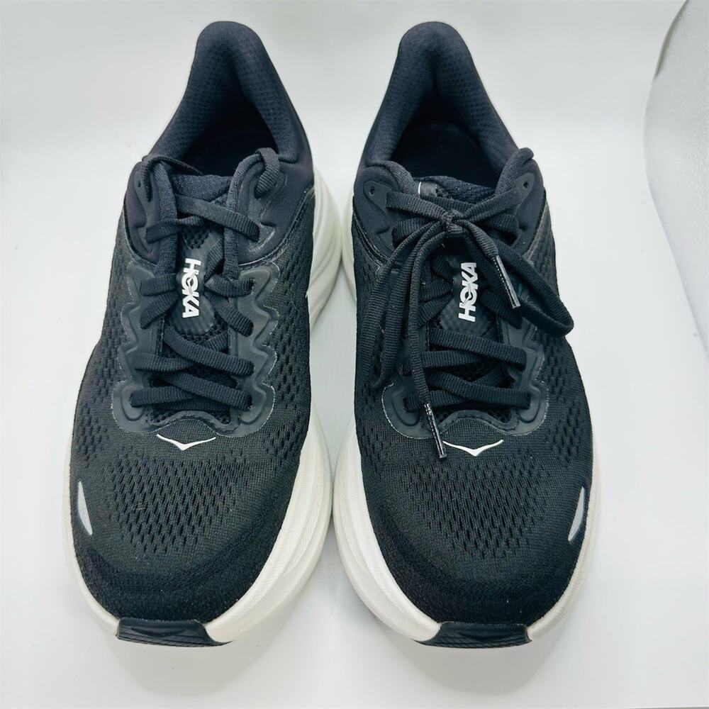 HOKA Bondi 9 Running Shoes Black/White Max Cushion | Women's Size 7 B US | EUC - Picture 4 of 8